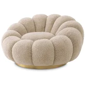 Casa Padrino luxury swivel armchair sand/brass 115 x 118 x H. 67 cm - Living room armchair - Lounge armchair - Living room furniture - Luxury furniture - Living room interior - Luxury furnishings