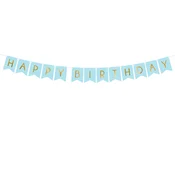 PartyDeco Banner - Happy Birthday svetlo - modri 15 x 175 cm