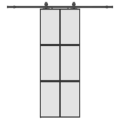 vidaXL vidaXL Drsna vrata z opremo črna 76x205 cm kaljeno steklo, (21749587)
