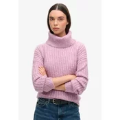 Superdry za ženske. W6110582A Sveter Slouch iz brušenih reber roza barve (L/XL), Priložnostno, Akril