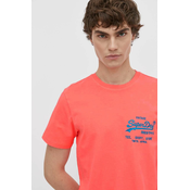 Pamucna majica Superdry za muškarce, boja: ružicasta, s tiskom