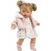 Llorens 38356 JOELLE - realistična punčka z zvoki in ohišjem iz mehkega blaga - 38 cm