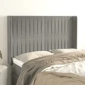 Vidaxl vidaXL Vzglavje s krilci svetlo sivo 147x16x118/128 cm žamet
