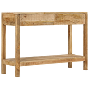 vidaXL Konzolna miza z 2 predaloma 110x35x75 cm trden mangov les