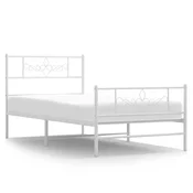Vidaxl Kovinski posteljni okvir z vzglavjem in vznožjem bel 100x200 cm