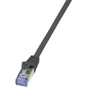 LogiLink LAN (RJ45) Mreža Priključni kabel S/FTP 0.5 m Crna pozlaćeni kontakti, Vatrostalan, sa zaštitom za nosić LogiLink