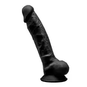 SilexD Realistični dildo s testisima crni 17,5 cm - model 1