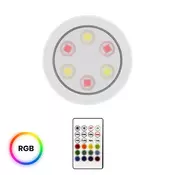 shumee Podsvetilna svetilka bela okrogla O7,5 cm zatemnljiva daljinski upravljalnik USB-C baterija spremenljiva barva RGB LED 0,6 W JOJO Eko-Light