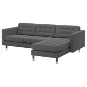 LANDSKRONA Sofa trosed, s lenjivcem/Gunnared tamnosiva/metal