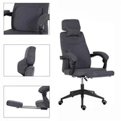 Timeless Tools Ergonomski pisarniški stol s naslonjalom za glavo, nastavljivim podnožjem in nagibnim naslonjalom - temno siva, (5000262173)