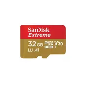 SanDisk SDHC 32GB extreme micro 100MB/s V30 UHS-I U3+ SD adapterom.