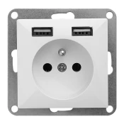 Zidna uticnica s punjacem Pearl, 16A, 250V, PT-16P/USB, bijela