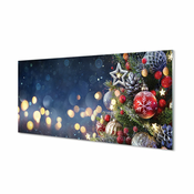 tulup.si Slika na akrilnem steklu Božično drevo decoration sneg 120x60 cm 4 obešalnika