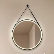 Lucande LED ogledalo Lelin, O 45 cm, črno, aluminij, CCT - Kopalnica - Sodobni - črna, krom