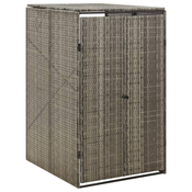 vidaXL Enojna lopa za smetnjak siva 70x80x117 cm poli ratan