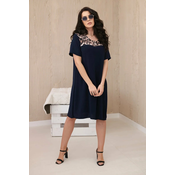 Dress with an animal motif in navy blue