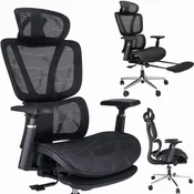 shumee Ergonomski fotelj NEOVA z oporo za noge - črn