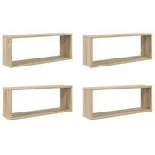 Vidaxl Stenske police kockaste 4 kosi sonoma hrast 60x15x23 cm
