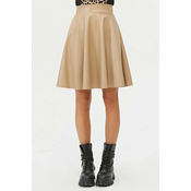 88854 Dewberry Flared Faux Leather Skirt-CREAM