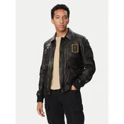 Aeronautica Militare Usnjena jakna 262PN0846U100839 Črna Regular Fit