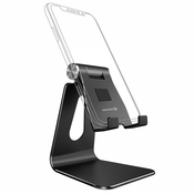 Stalak za telefon Swissten Brushed Alloy- univerzalni aluminijski stolni držac za telefon i tablet - crni
