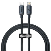 Baseus Crystal kabel USB-C na Lightning 20W PD 120 cm (črn)