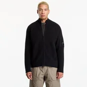 Pulover C.P. Company Waffle Knit Cotton Zip Lens Cardigan Black L