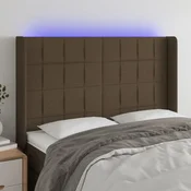Vidaxl vidaXL Vzglavje postelje z LED diodo temno rjavo 147x16x118/128 cm blago