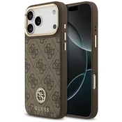 Guess GUESS ovitek za iPhone 17 Pro Max, združljiv z MagSafe, GUHMP17XP4GRMDEW (PU z 4G-logotipom iz strassov), rjav