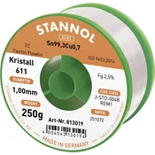 Stannol Stannol mehka spajkalna žica Kristall 611 v zlitini Flowtin TC Sn99Cu1 z 2\,5% pretoka 1\,0 mm s premerom na kolutu 250 g Stannol Kristall 611 Fairtin spajkalna žica\, neosvinčena neosvinčen, (20395528)