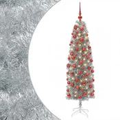 Vidaxl Umetno ozko božično drevesce z božično kroglico 180 cm 300 LED