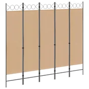 Vidaxl 5-panelni pregradni zid Bež 200 x 180 cm Blago