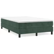 Greatstore Box spring postelja z vzmetnico temno zelen 120x190 cm žamet