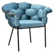 Casa Padrino luxury designer armchair light blue/black 81 x 64 x H. 75 cm - Living room armchair - Hotel armchair - Living room furniture - Luxury furniture - Luxury living room furnishings