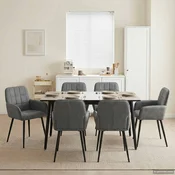 vidaXL Jedilni stoli 6 pcs Žamet Temno siva 56,5 x 50 x 86 cm