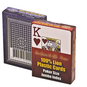 poker karte Lion 100% plastic, jumbo index, modre