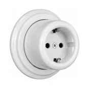 Elhard - Zidna keramicka retro uticnica za domacinstvo sa ramom SCHUKO 230V bela