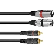 Omnitronic Omnitronic 3022522D XLR adapterski kabel [2x XLR vtič 3-polni - 2x moški cinch konektor] 3.00 m črna, (20428133)