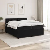 vidaXL Postelja boxspring z vzmetnico Črna 200 x 200 cm Žamet