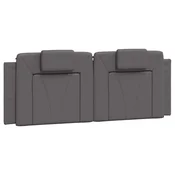 Vidaxl Blazina za vzglavje Viana siva 120 cm umetno usnje