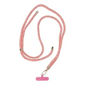 OEM Vrvica za telefon, obesek za telefon – SWING (8 mm) z nastavljivo dolžino/dolžina vrvice 165 cm (največ 82,5 cm v zanki)/za nosenje prek ramena ali okoli vratu – roza-bela