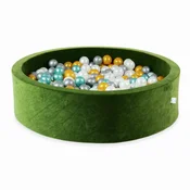 Mi Suhi bazen 110x30 Velvet Soft Olive s 400 kuglica: biserna, srebrna, zlatna, metalik tirkizna