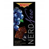 NOVI Temna čokolada 70% z jagodami in mandlji Nero 75 g