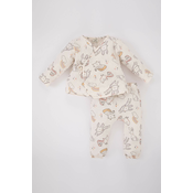 DEFACTO Baby Girl Patterned Long Sleeve Top Bottom Muslin 2-piece Set