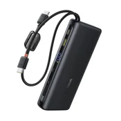 Baseus EnerFill FC41 power bank za brzo punjenje, 25.000 mAh, 145 W, s 2 ugradena USB Type-C kabela, crna