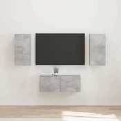 Set TV komoda Zidne 6 pcs Betonski sivi Konstruirano drvo