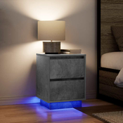 Nocni ormarici s LED svjetlima 2 kom boja betona 38x34x50 cm