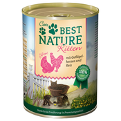 Varčno pakiranje Best Nature Kitten 12 x 400 g - Perutninska srca in riž