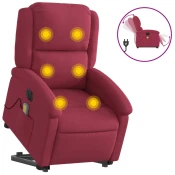 MAISON CHIC Električni masažni naslanjač - Relax naslanjač s funkcijo vstajanja rdeč žamet, (22061255)