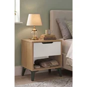 Hanah Home nocni ormaric Vel3-Sw, 44 cm, hrast / beli